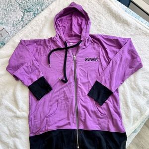 Vintage-Zumba zip up Long Sleeve Purple Hoodie XL
